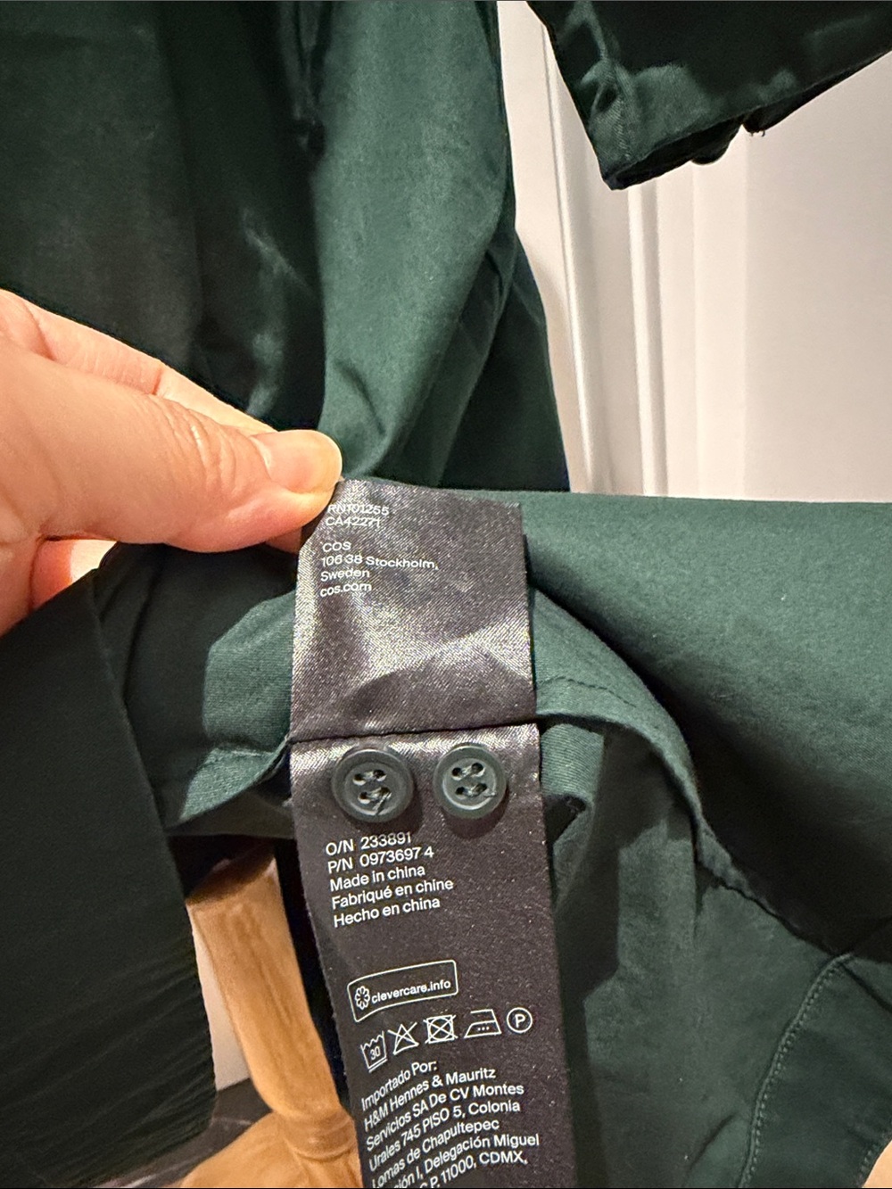 COS Forest Green Pleated-Sleeve Midi Dress - Picture 9 of 10